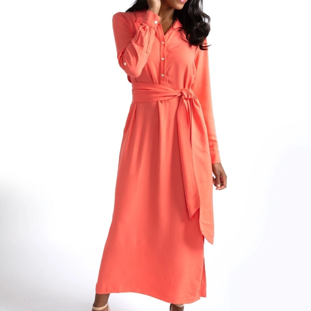 Morgan Maxi Length Henley Dress | Coral - NWOT
